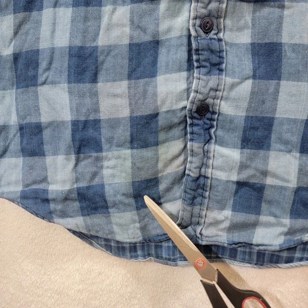 Polo Ralph‎ Lauren Indigo Blue Buffalo Plaid Double Face Flannel Shirt Mens M